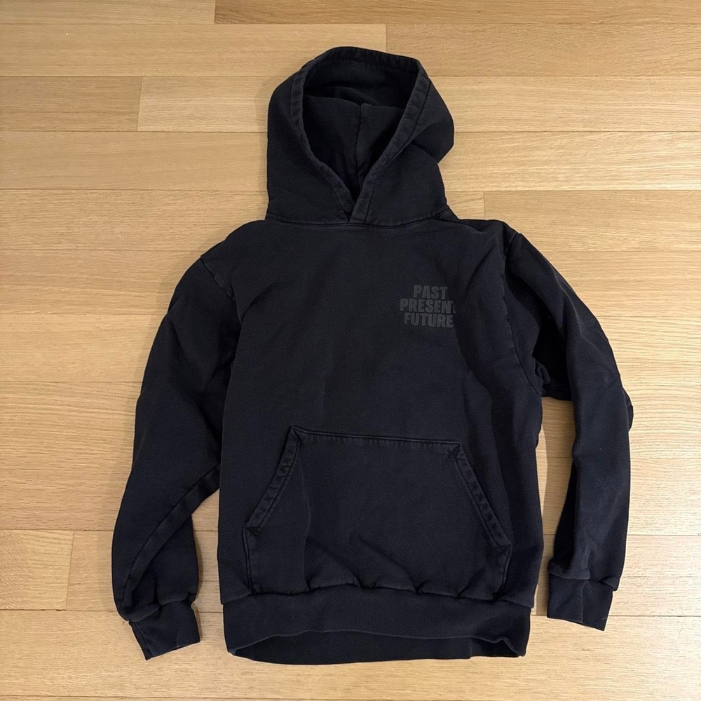 Hidden Black hoodie with the words 'PAST PRESENT FUTURE